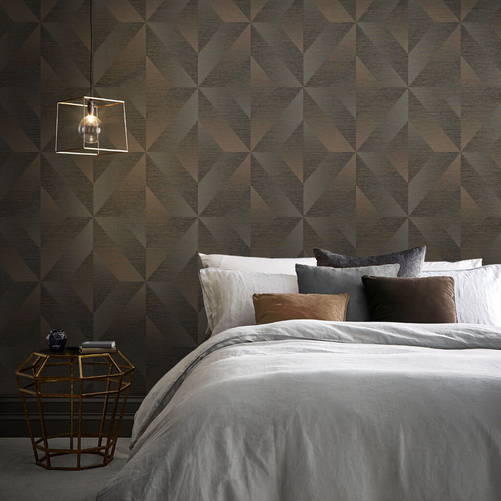 Muriva Square Pattern Wallpaper Metallic Tile Geometric Vinyl L44605
